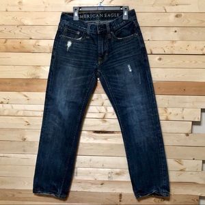 American Eagle Men’s Dark Wash 100% Cotton Slim Straight denim Jean size 26 / 28